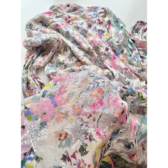 ROCOCO SAND Lelia Floral Metallic Stars Chiffon Tasseled Mini Dress, Size S - Picture 12 of 16